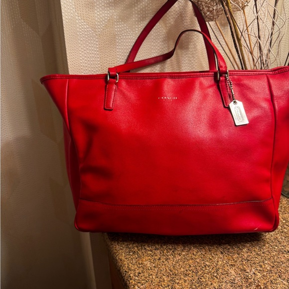 Coach Large Vibrant Red Leather Tote - Picture 1 of 10